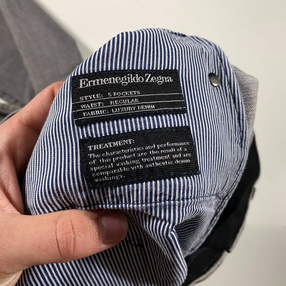 Ermenegildo Zegna 5-Pocket Straight Leg Gray Luxury Denim Jeans men's size 39x30 - Picture 5 of 11